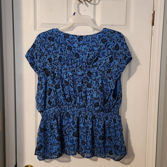 Blue Patterned Sleeveless Blouse, Old Navy, Women's XXL, NWT - Picture 3 of 4
